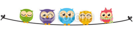 Fototapety Happy Owl family sit on wire