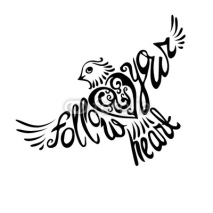 Naklejki Follow your heart background.Hand drawn inspiration lettering.Ca