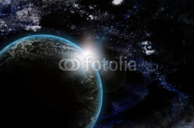 Fototapety the earth with sunrise in space