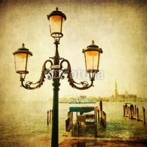 Fototapety antike Straßenlaterne in Venedig mit Textur