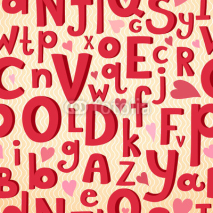 Vector seamless pattern with Latin letters of different sizes in