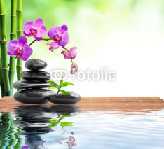 Obrazy i plakaty spa background whit bamboo , orchids and water