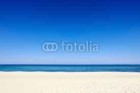 Fototapety Summer blue sky sea coast sand background copyspace.
