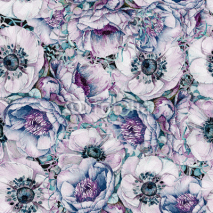 Naklejki Watercolor seamless pattern with beautiful flowers. Spring and summer motifs. Can be used for wrapping paper and any your design.