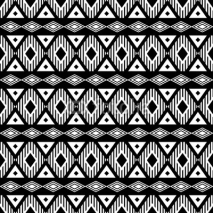 Naklejki Trendy seamless black and white pattern. Modern boho style, ethnic, geometric. Fashionable pattern for clothes, wrapping, background. Vector.