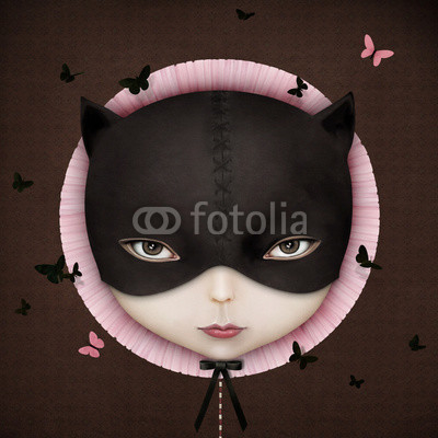 Conceptual illustration of the girl's face Cat