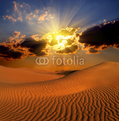 dramatic suset landscape in desert
