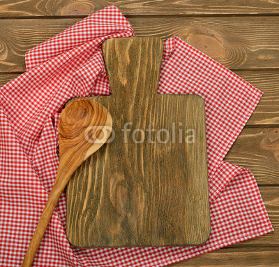 Cutting board and red napkin