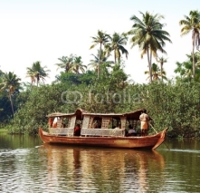 Naklejki Houseboat tour through the backwaters of Kerala, India