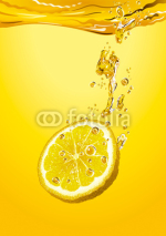 Naklejki Lemon slice with bubbles