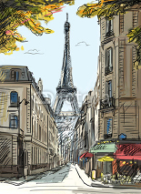 Naklejki Street in paris - illustration