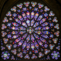 Naklejki Rose stained glass window in the cathedral of Notre Dame, Paris