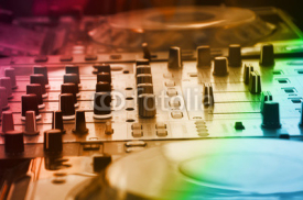 Naklejki DJ console mixing desk in cool tone