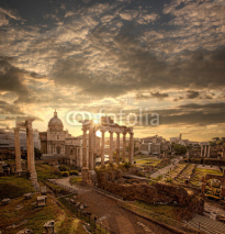 Naklejki Famous Roman ruins in Rome, Capital city of Italy