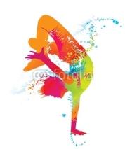 Naklejki The dancing boy with colorful spots and splashes. Vector
