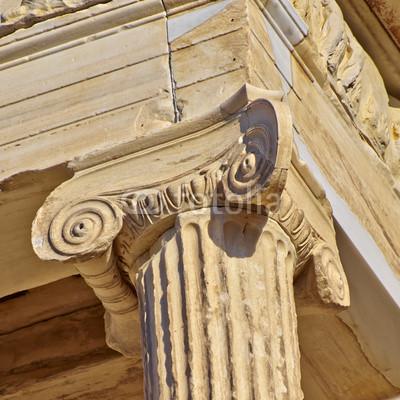 ancient column detail, acropolis of Athens, Greece