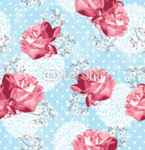 Obrazy i plakaty Seamless pattern with flowers  Floral background with roses and