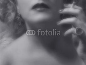 Naklejki woman black and white film noir look