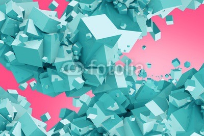 Blue Cubes on Pink Background
