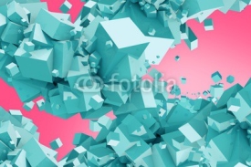 Obrazy i plakaty Blue Cubes on Pink Background
