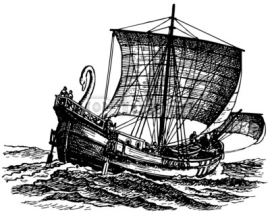 Fototapety Ancient sailboat at sea