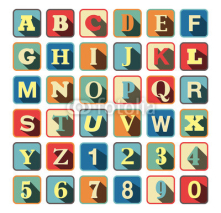 Retro block Alphabet with vintage colors and letters