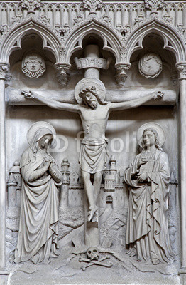 Brussels - Relief of Crucifixion from Saint Michael s cathedral