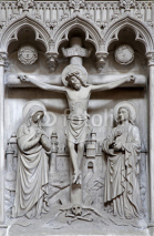 Naklejki Brussels - Relief of Crucifixion from Saint Michael s cathedral