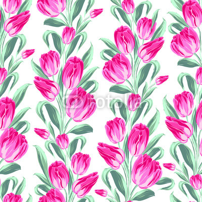 Seamless pattern with spring tulips for fabric.