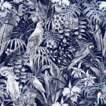 Fototapety birds pattern blue dark