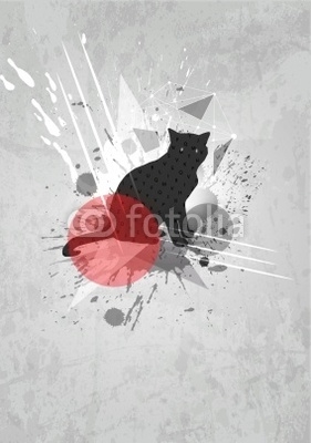 Abstract vector background. Mod art poster. Cat