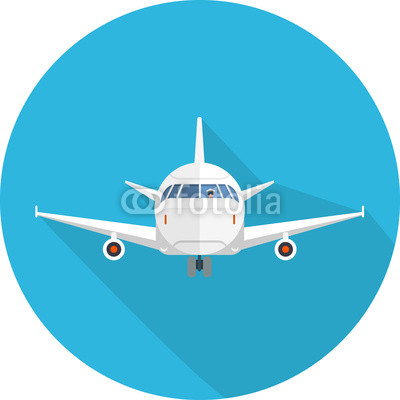 Airplane flat Icon with Long Shadow