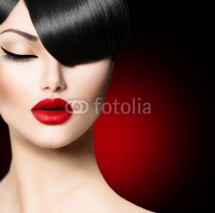 Fototapety Fashion Glamour Beauty Girl With Trendy Fringe Hairstyle
