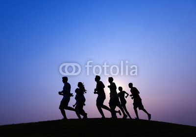Running at Blue Sunset