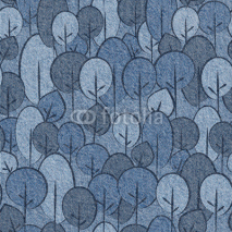 Naklejki Abstract decorative trees - seamless pattern - blue jeans textil