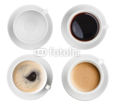 Fototapety coffee cup assortment top view collection isolated