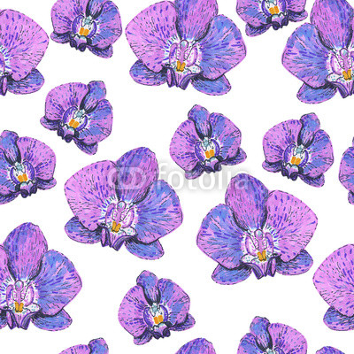 seamless texture with pink orchids painted markers