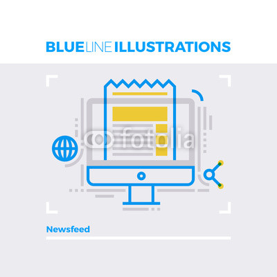 Newsfeed Blue Line Illustration.