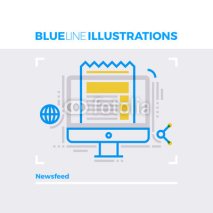 Newsfeed Blue Line Illustration.