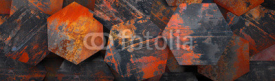 Fototapety Rusty Metal Hexagon Tiles Background (Website Head) - 3D Rendering