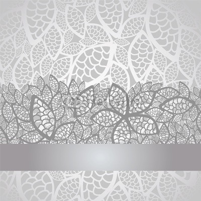 Luxury silver leaves lace border and background