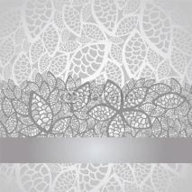 Naklejki Luxury silver leaves lace border and background