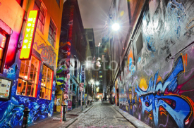 Fototapety View of colorful graffiti artwork at Hosier Lane in Melbourne