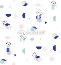 Fototapety Seamless pattern with geometric elements. Memphis pattern with squares and triangles. Illustration for background or invitation