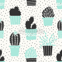 Fototapety Hand Drawn Cactus Pattern