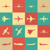 Naklejki Big collection of different airplane icons.