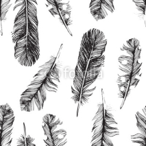 Fototapety pattern with hand drawn feathers