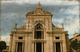 Fototapety St. Mary of Angels Basilica in Assisi, Italy - Vintage