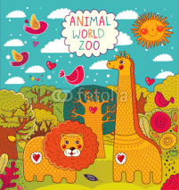Obrazy i plakaty Vector illustration with animals
