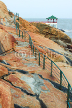 Fototapety Way to Chinese pergola on the sea coast in Macao